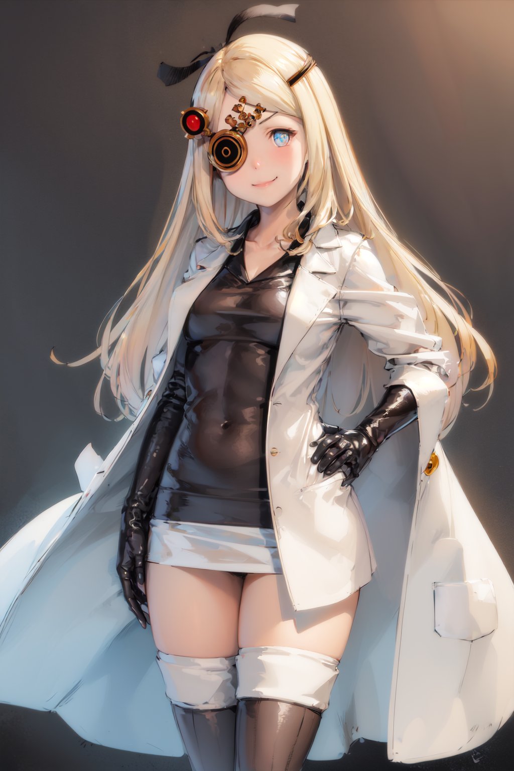 00021-238115437-(masterpiece, best quality_1.2), , cowboy shot, solo, 1girl, noah, smile, looking at viewer, hand on hip, eyepatch, labcoat, ver.jpg